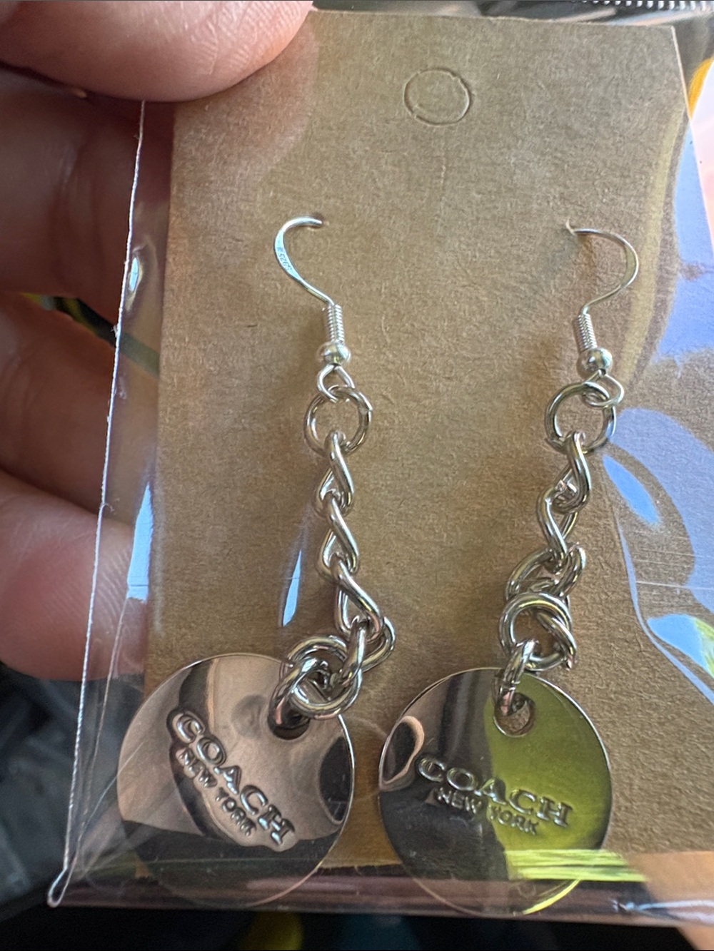 Coach Silver-Tone Chain Drop Earrings - Picture 3 of 5